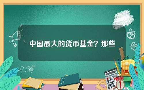 中国最大的货币基金？那些货币基金比较可靠