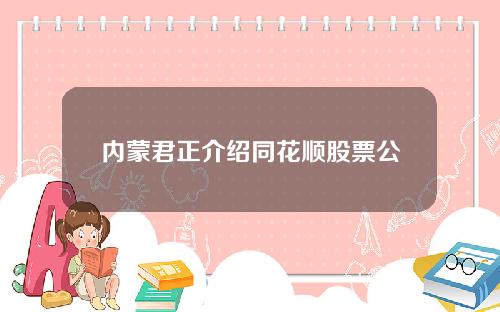 内蒙君正介绍同花顺股票公式：主力吸筹